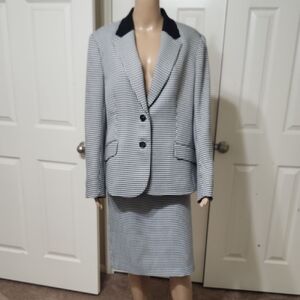 Kasper 16/18 Black and White Houndstooth Skirt Set Career Chic